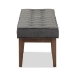Baxton Studio Lucca Mid-Century Modern Walnut Wood Dark Grey Fabric Button-Tufted Bench - WM1623-BE-Dark Grey/Walnut