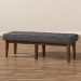 Baxton Studio Lucca Mid-Century Modern Walnut Wood Dark Grey Fabric Button-Tufted Bench - WM1623-BE-Dark Grey/Walnut