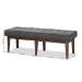 Baxton Studio Lucca Mid-Century Modern Walnut Wood Dark Grey Fabric Button-Tufted Bench - WM1623-BE-Dark Grey/Walnut