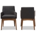Baxton Studio Nexus Mid-Century Modern Walnut Wood Finishing Dark Grey Fabric Dining Armchair - BBT5281-Dark Grey-H1217-20