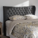Baxton Studio Cadence Modern and Contemporary Dark Grey Fabric Button-Tufted Queen Size Winged Headboard - BBT6631-Dark Grey-Queen HB