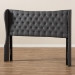 Baxton Studio Cadence Modern and Contemporary Dark Grey Fabric Button-Tufted Queen Size Winged Headboard - BBT6631-Dark Grey-Queen HB