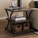 Baxton Studio Lancashire Rustic Industrial Style Oak Brown Finished Wood and Black Finished Metal End Table - YLX-0004-ET