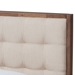 Baxton Studio Soloman Mid-Century Modern Light Beige Fabric and Walnut Brown Finished Wood Full Size Platform Bed - Solomon-Ash Walnut/Beige-Full