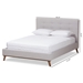 Baxton Studio Valencia Mid-Century Modern Greyish Beige Fabric Full Size Platform Bed - BBT6662-Greyish Beige-Full
