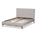 Baxton Studio Valencia Mid-Century Modern Greyish Beige Fabric Full Size Platform Bed - BBT6662-Greyish Beige-Full