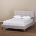 Baxton Studio Valencia Mid-Century Modern Greyish Beige Fabric King Size Platform Bed - BBT6662-Greyish Beige-King