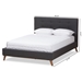 Baxton Studio Valencia Mid-Century Modern Dark Grey Fabric Queen Size Platform Bed - BBT6662-Dark Grey-Queen