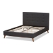 Baxton Studio Valencia Mid-Century Modern Dark Grey Fabric Queen Size Platform Bed - BBT6662-Dark Grey-Queen