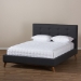 Baxton Studio Valencia Mid-Century Modern Dark Grey Fabric Queen Size Platform Bed - BBT6662-Dark Grey-Queen