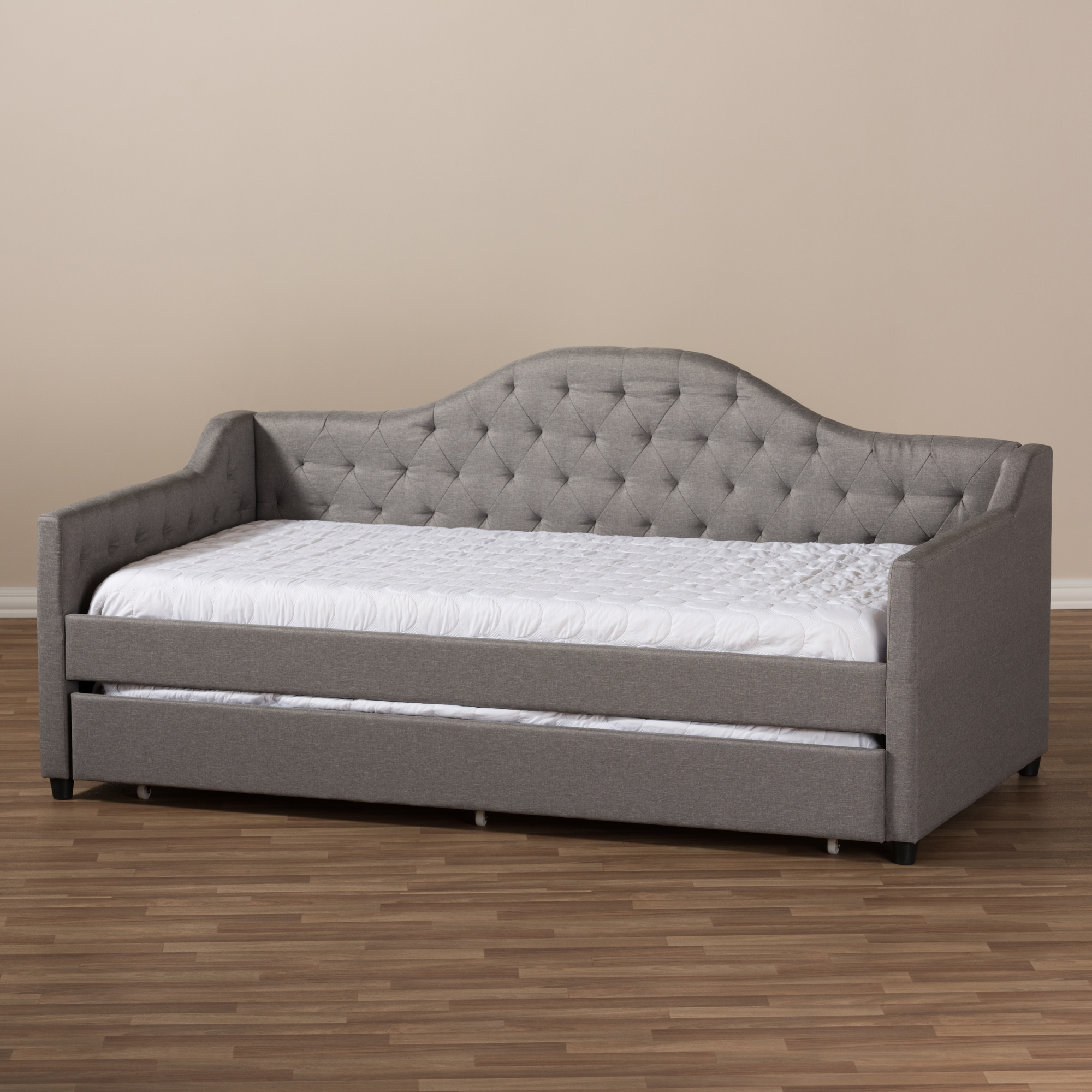 Perry Modern Gray Tufted Fabric Sofa  Daybed  Frame with 