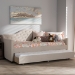 Baxton Studio Perry Modern and Contemporary Light Beige Fabric Daybed with Trundle - CF8940-Light Beige-Daybed