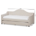 Baxton Studio Perry Modern and Contemporary Light Beige Fabric Daybed with Trundle - CF8940-Light Beige-Daybed