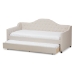 Baxton Studio Perry Modern and Contemporary Light Beige Fabric Daybed with Trundle - CF8940-Light Beige-Daybed