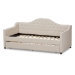 Baxton Studio Perry Modern and Contemporary Light Beige Fabric Daybed with Trundle - CF8940-Light Beige-Daybed