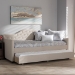 Baxton Studio Perry Modern and Contemporary Light Beige Fabric Daybed with Trundle - CF8940-Light Beige-Daybed