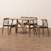 Baxton Studio Wyatt Mid-Century Modern Walnut Wood 5-Piece Dining Set - Florence Dining Set
