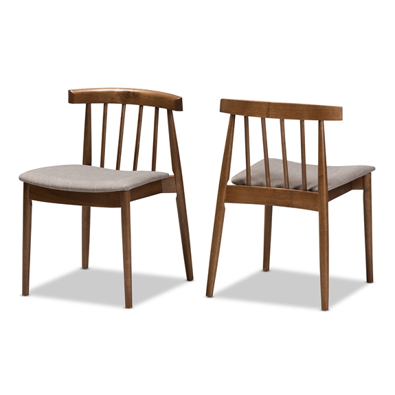 Baxton Studio Wyatt Mid-Century Modern Walnut Wood Dining Chair Set of 2