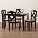 Baxton Studio Ruth Modern and Contemporary Beige Fabric Upholstered and Dark Brown Finished 5-Piece Dining Set - RH133C-Dark Brown/Sand Dining Set