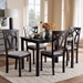 Baxton Studio Sylvia Modern and Contemporary Grey Fabric Upholstered and Dark Brown Finished 5-Piece Dining Set - RH146C-Dark Brown/Grey Dining Set