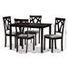 Baxton Studio Sylvia Modern and Contemporary Grey Fabric Upholstered and Dark Brown Finished 5-Piece Dining Set - RH146C-Dark Brown/Grey Dining Set
