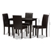 Baxton Studio Mia Modern and Contemporary Dark Brown Faux Leather Upholstered 5-Piece Dining Set - RH5992C-Dark Brown Dining Set