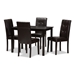 Baxton Studio Avery Modern and Contemporary Dark Brown Faux Leather Upholstered 5-Piece Dining Set