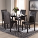 Baxton Studio Avery Modern and Contemporary Dark Brown Faux Leather Upholstered 5-Piece Dining Set - RH5991C-Dark Brown Dining Set
