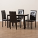 Baxton Studio Avery Modern and Contemporary Dark Brown Faux Leather Upholstered 5-Piece Dining Set - RH5991C-Dark Brown Dining Set