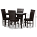 Baxton Studio Thea Modern and Contemporary Dark Brown Faux Leather Upholstered 5-Piece Dining Set - RH131C-Dark Brown Dining Set