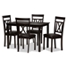 Baxton Studio Rosie Modern and Contemporary Dark Brown Faux Leather Upholstered 5-Piece Dining Set