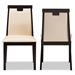 Baxton Studio Evelyn Modern and Contemporary Beige Faux Leather Upholstered and Dark Brown Finished Dining Chair Set of 2 - RH5998C-Dark Brown/Beige-DC