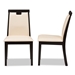 Baxton Studio Evelyn Modern and Contemporary Beige Faux Leather Upholstered and Dark Brown Finished Dining Chair Set of 2 - RH5998C-Dark Brown/Beige-DC