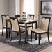 Baxton Studio Evelyn Modern and Contemporary Beige Faux Leather Upholstered and Dark Brown Finished 5-Piece Dining Set - RH5998C-Dark Brown/Beige Dining Set