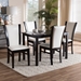 Baxton Studio Adley Modern and Contemporary 5-Piece Dark Brown Finished White Faux Leather Dining Set - RH5510C-Dark Brown/White Dining Set