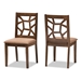 Baxton Studio Abilene Mid-Century Light Brown Fabric Upholstered and Walnut Brown Finished Dining Chair Set of 2