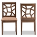 Baxton Studio Abilene Mid-Century Light Brown Fabric Upholstered and Walnut Brown Finished Dining Chair Set of 2 - RH3010C-Walnut/Light Brown-DC