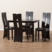 Baxton Studio Alani Modern and Contemporary Dark Brown Faux Leather Upholstered 5-Piece Dining Set - RH5509C-Dark Brown Dining Set