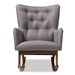 Baxton Studio Waldmann Mid-Century Modern Grey Fabric Upholstered Rocking Chair - BBT5303-Grey-RC