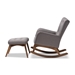 Baxton Studio Waldmann Mid-Century Modern Grey Fabric Upholstered Rocking Chair and Ottoman Set - BBT5303-Grey-RC-Otto-Set