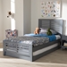 Baxton Studio Sedona Modern Classic Mission Style Grey-Finished Wood Twin Platform Bed with Trundle - HT1704-Grey-Twin-TRDL