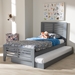 Baxton Studio Sedona Modern Classic Mission Style Grey-Finished Wood Twin Platform Bed with Trundle - HT1704-Grey-Twin-TRDL