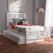 Baxton Studio Sedona Modern Classic Mission Style White-Finished Wood Twin Platform Bed with Trundle - HT1704-White-Twin-TRDL