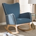 Baxton Studio Zoelle Mid-Century Modern Blue Fabric Upholstered Natural Finished Rocking Chair - BBT5305-Blue-RC