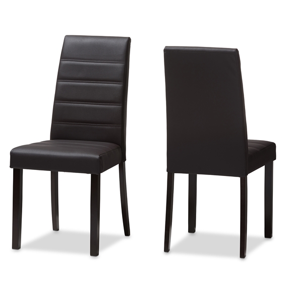 Baxton Studio Lorelle Modern and Contemporary Brown Faux Leather Upholstered Dining Chair Set of 2