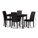 Baxton Studio Lorelle Modern and Contemporary Brown Faux Leather Upholstered 5-Piece Dining Set - LW22/LW12758R53-5PC-Dining Set