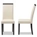 Baxton Studio Daveney Modern and Contemporary Cream Faux Leather Upholstered Dining Chair Set of 2 - LW120-Cream-DC
