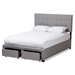 Baxton Studio Tibault Modern and Contemporary Grey Fabric Upholstered Queen Size Storage Bed - WA8028-Gray-Queen