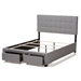Baxton Studio Tibault Modern and Contemporary Grey Fabric Upholstered Queen Size Storage Bed - WA8028-Gray-Queen