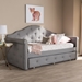 Baxton Studio Emilie Modern and Contemporary Grey Fabric Upholstered Daybed with Trundle - WA5011-Gray-Daybed